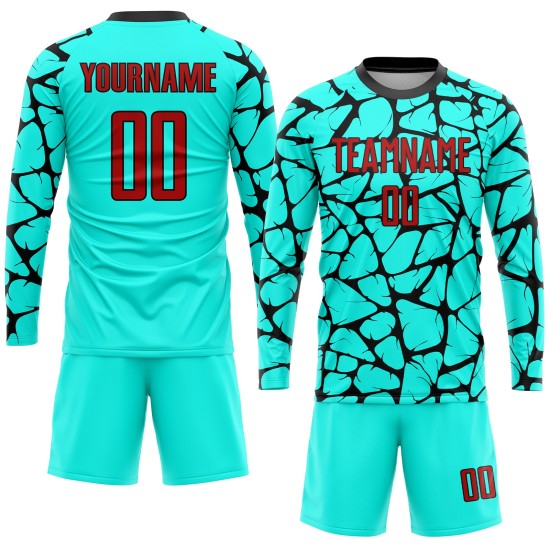 Uniform Soccer Sublimation Red-Black Jersey Custom Aqua