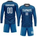 Sublimation Custom Blue Soccer Uniform White-Black Jersey