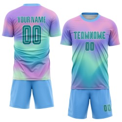 Soccer Tie Dye Custom Uniform Jersey Sublimation Teal-White