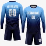 Custom Uniform Sublimation Soccer Blue Jersey White-Navy Light Fashion Fade