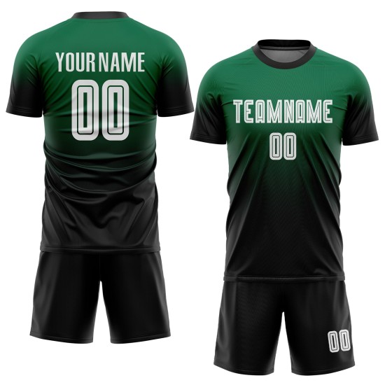 Uniform Fade Green White-Black Soccer Jersey Sublimation Kelly Custom Fashion