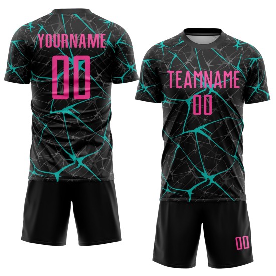 Jersey Soccer Pink-Aqua Black Uniform Custom Sublimation