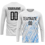Custom White Blue Jersey Black-Light Sublimation Uniform Soccer