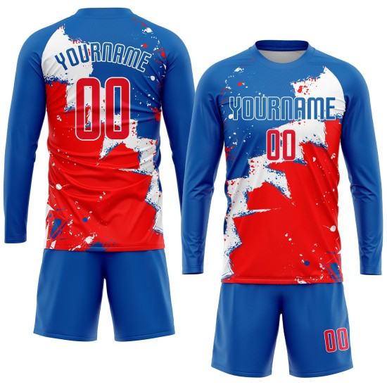 Uniform Soccer Royal Custom Sublimation Jersey Red-White