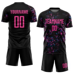 Uniform Black Soccer Custom Blue Jersey Sublimation Pink-Light