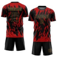 Black-Old Sublimation Jersey Uniform Gold Red Custom Soccer