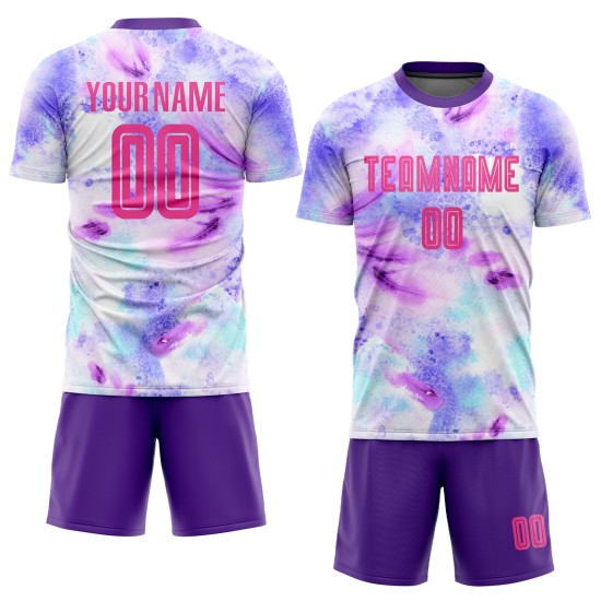 Tie Jersey Uniform Sublimation Dye Soccer Pink-Purple Custom
