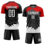 Uniform Soccer Black White-Red Custom Sublimation Jersey