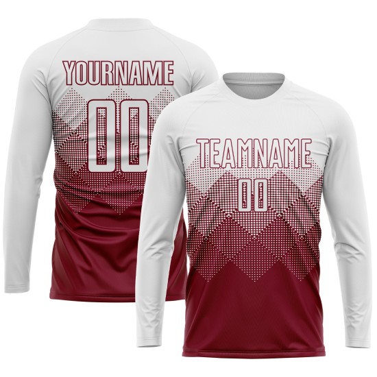 White Jersey Crimson Soccer Uniform Sublimation Custom