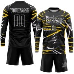Custom Jersey Black Soccer Sublimation Uniform Black-Gold