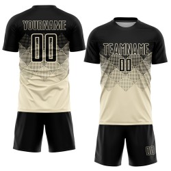 Cream Jersey Black Sublimation Custom Uniform Soccer