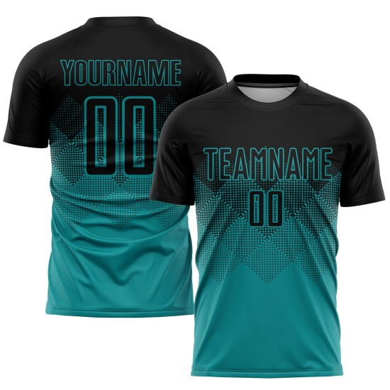 Jersey Soccer Custom Sublimation Uniform Teal Black