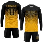 Sublimation Custom Soccer Gold Uniform Black Jersey