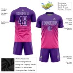 Soccer Sublimation Custom Pink Uniform Jersey Purple-White