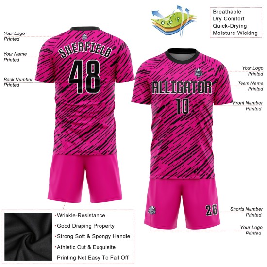 Sublimation Jersey Black-White Uniform Custom Soccer Pink