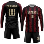 Black Uniform Jersey Gold-Red Vegas Sublimation Custom Soccer