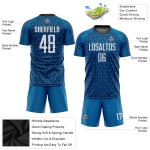 Sublimation Custom Blue Soccer Uniform White-Black Jersey