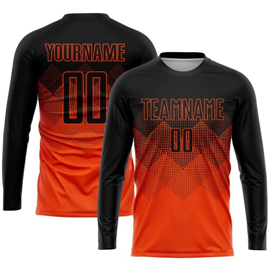 Shape Orange Gradient Black Uniform Soccer Square Sublimation Jersey Custom