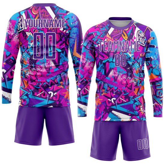 Custom Purple-White Graffiti Soccer Uniform Pattern Jersey Sublimation