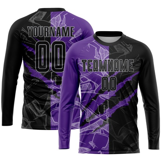 Pattern Uniform Custom Purple-Gray Sublimation Graffiti Jersey Black Scratch Soccer