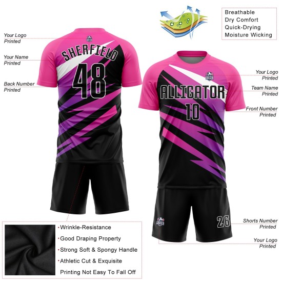 Soccer Sublimation Pink Black-White Uniform Jersey Custom