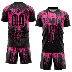 Custom Black Sublimation Jersey Uniform Soccer Pink
