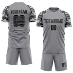 Custom Soccer Black-Camo Gray Jersey Sublimation Uniform